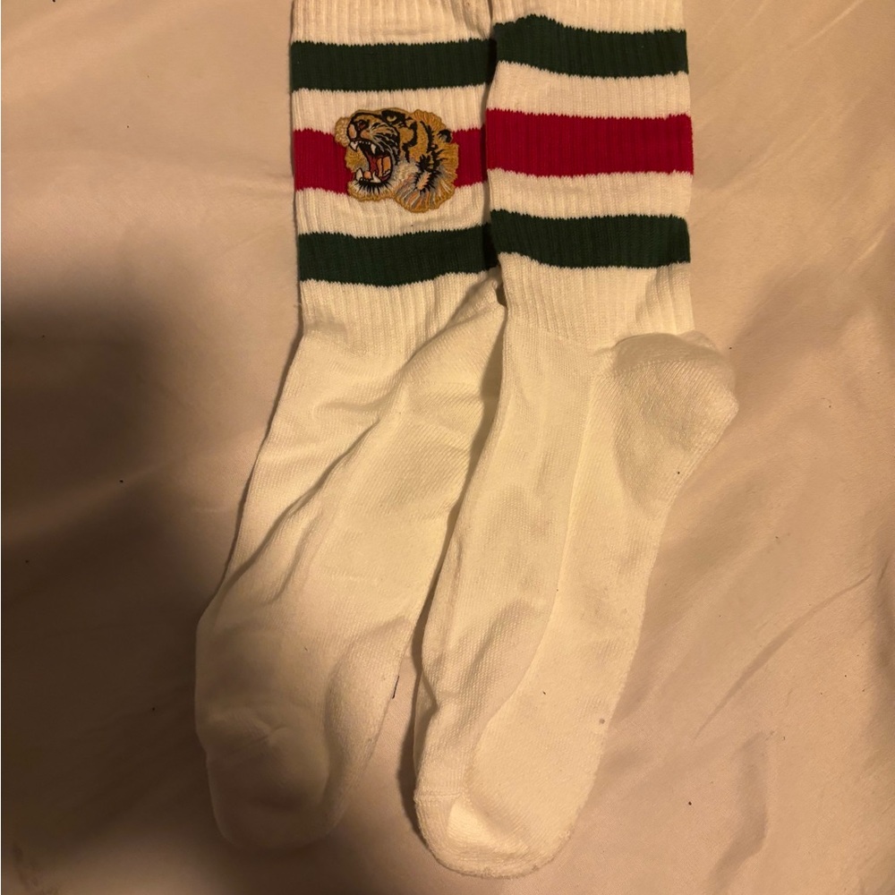 Gucci White and Red Striped Hosiery Socks